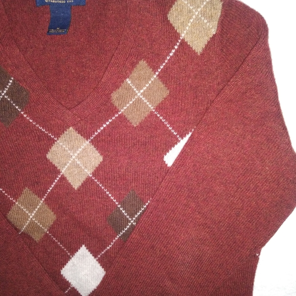 Brooks Brothers | Lambswool Argyle V-Neck Pullover Sweater Size Womens Medium - Picture 6 of 14